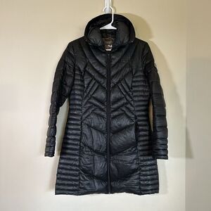 Bernardo Women's Puffer Down Jacket Coat Zipper Front Hooded Black Size‎ XS
